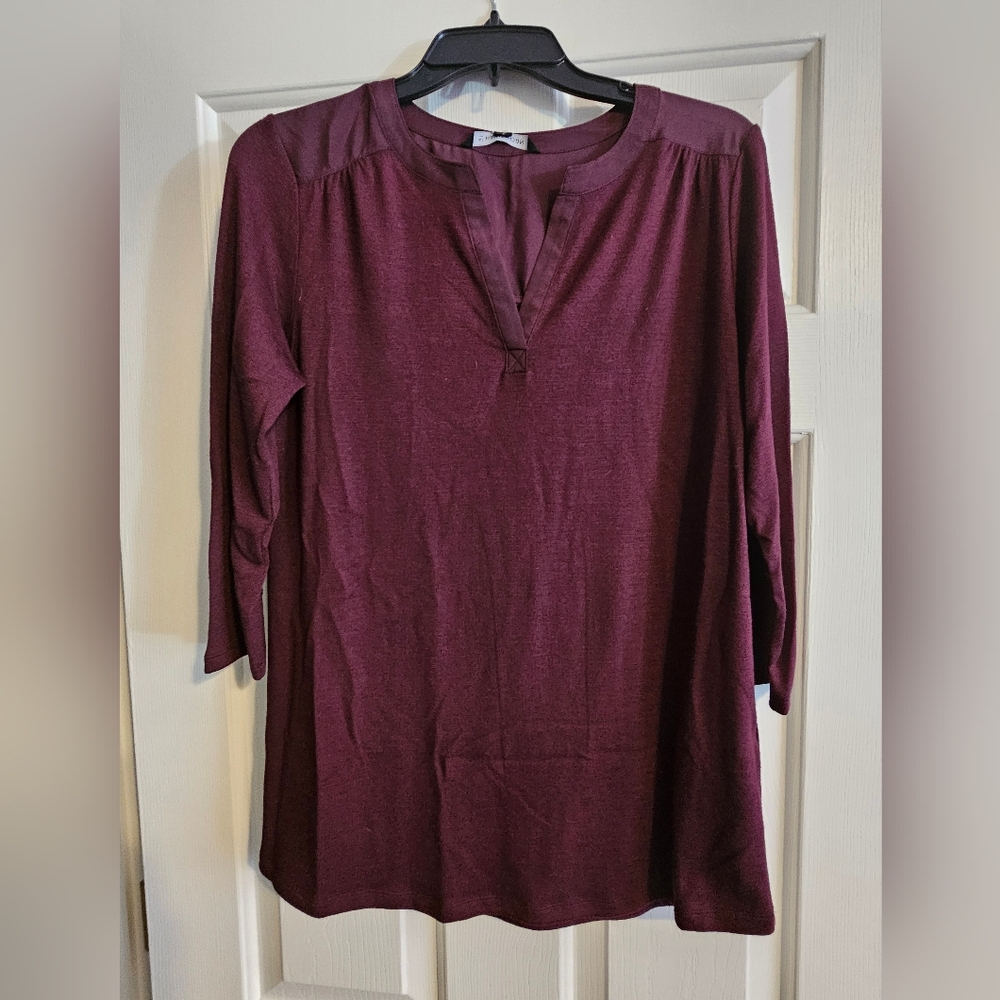 NWT Emma Long Sleeve Jersey Woven Mix Top
